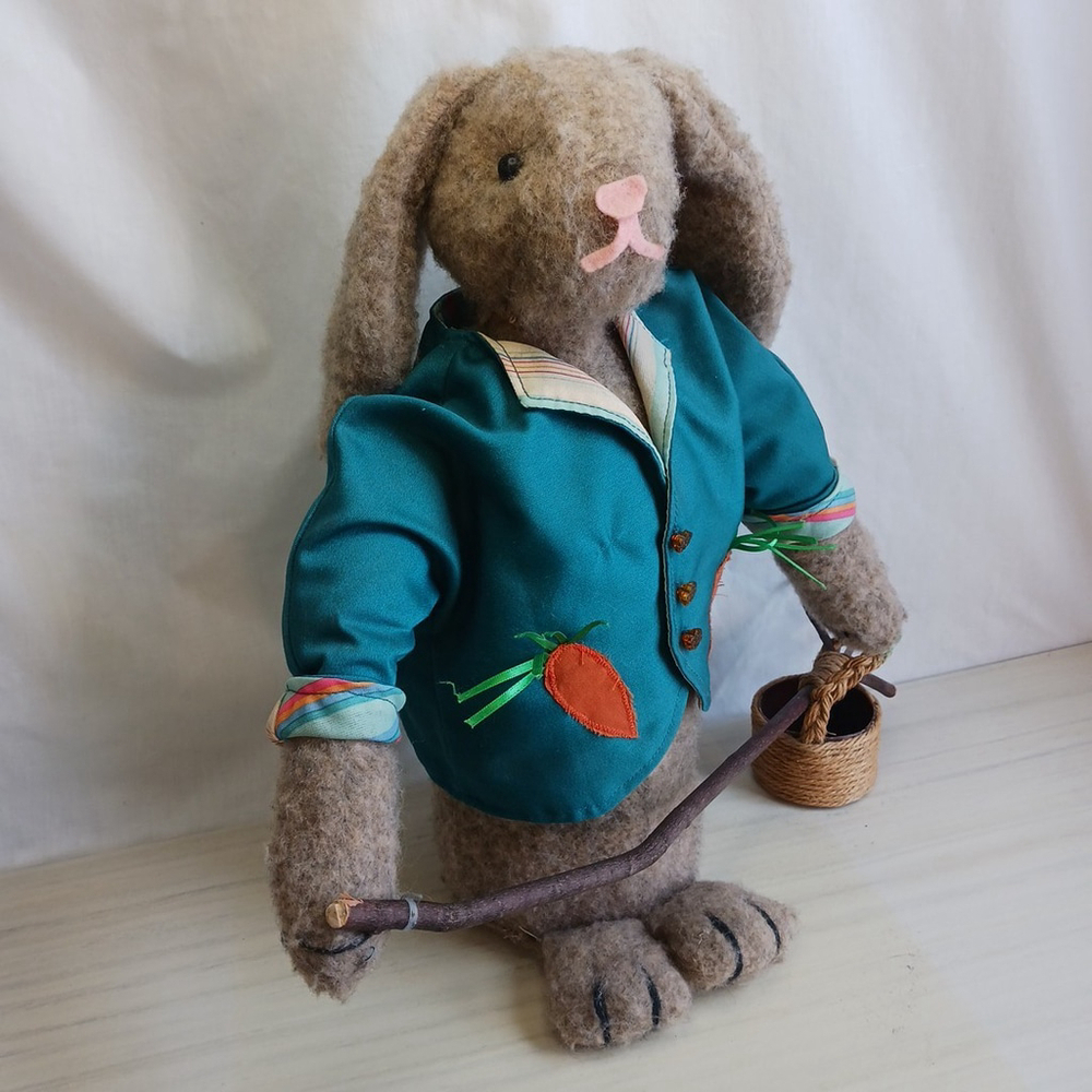 Vintage Folk Art Easter Rabbit Bunny Handmade Figure
